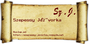 Szepessy Jávorka névjegykártya